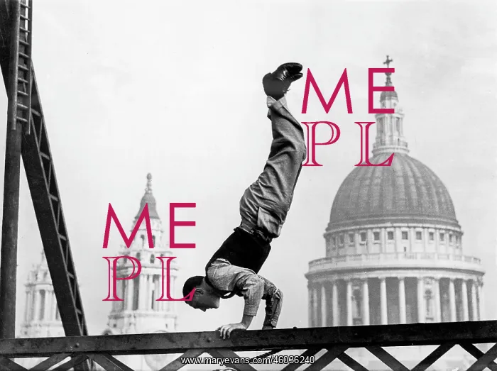 : Handstand on a high-rise building : Handstand on a high-rise building