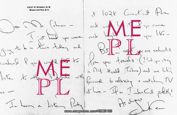 : Handwritten invitation from Jacqueline Kennedy ? : Handwritten invitation from Jacqueline Kennedy ?