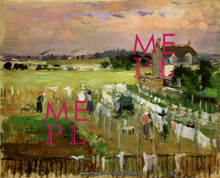 : Hanging Laundry to Dry, by Morisot : Hanging Laundry to Dry, by Morisot