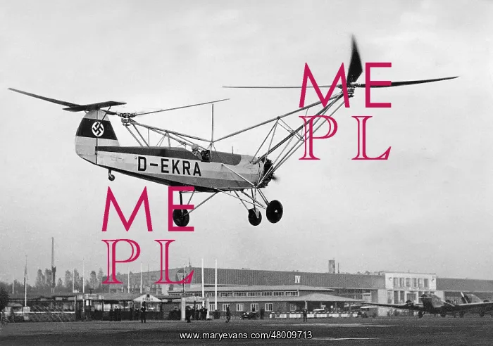 : Hanna Reitsch at a record flight by helicopter, 1937 : Hanna Reitsch at a record flight by helicopter, 1937