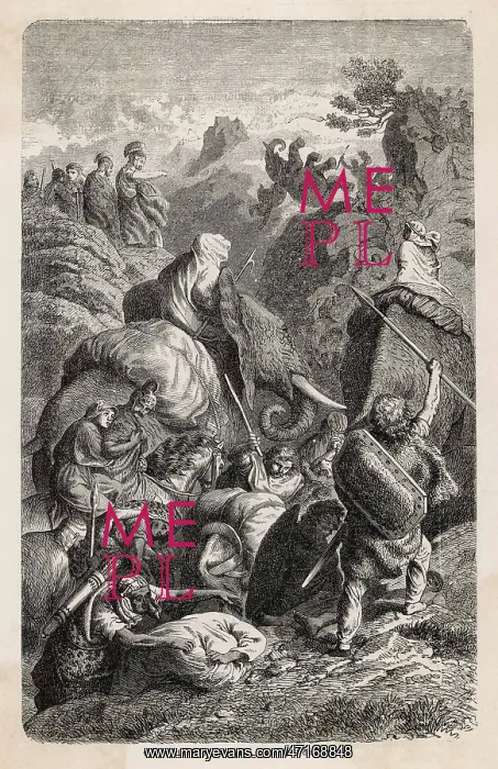 : Hannibal crossing the Alps with his army and elephants : Hannibal crossing the Alps with his army and elephants