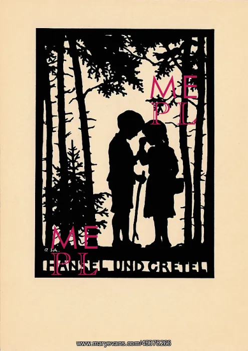 : Hansel and Gretel in silhouette : Hansel and Gretel in silhouette
