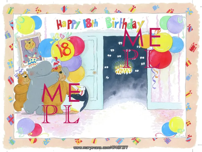 : Happy 18th Birthday - hippo and teddies : Happy 18th Birthday - hippo and teddies