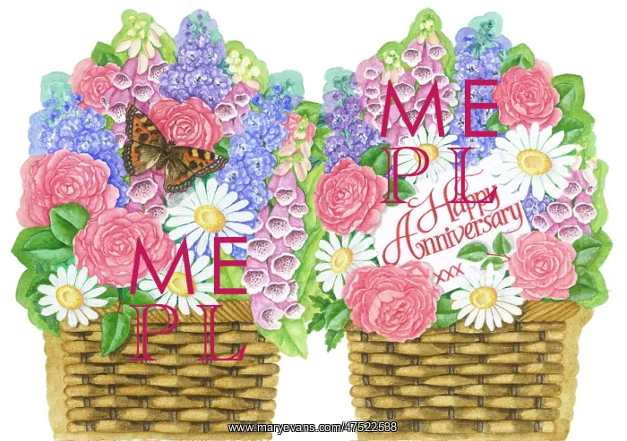 : Happy Anniversary Basket of Flowers : Happy Anniversary Basket of Flowers
