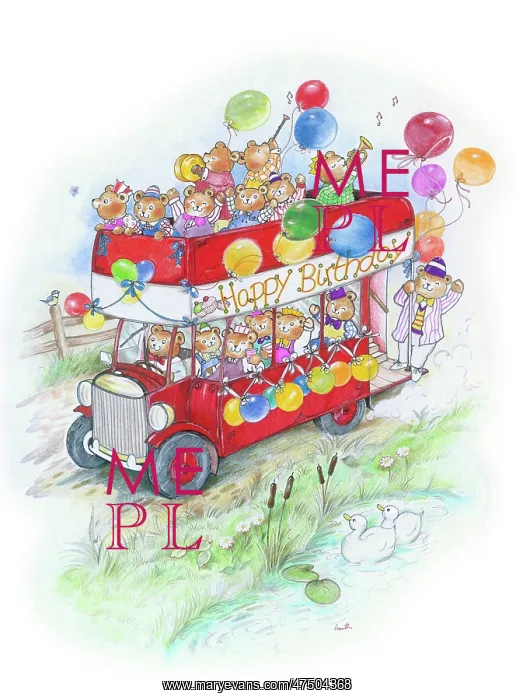 : Happy Birthday Bus - Teddy bears : Happy Birthday Bus - Teddy bears