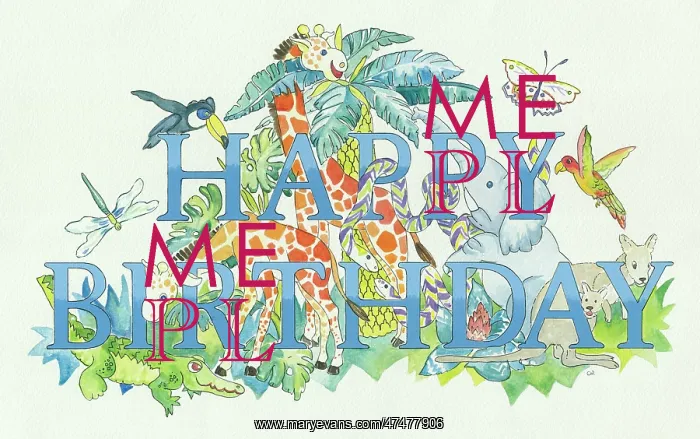 : Happy Birthday - with giraffes, snake, crocadile ect : Happy Birthday - with giraffes, snake, crocadile ect