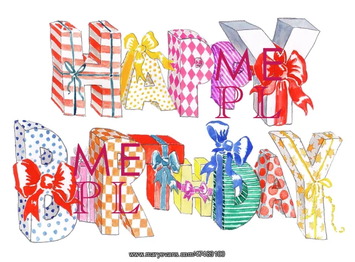 : Happy Birthday made of letter shaped parcels : Happy Birthday made of letter shaped parcels