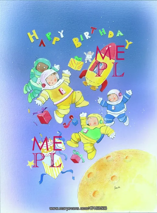 : Happy Birthday Spacemen above the Moon : Happy Birthday Spacemen above the Moon
