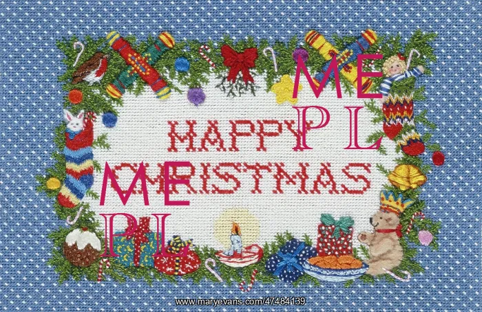 : Happy Christmas embroidery : Happy Christmas embroidery