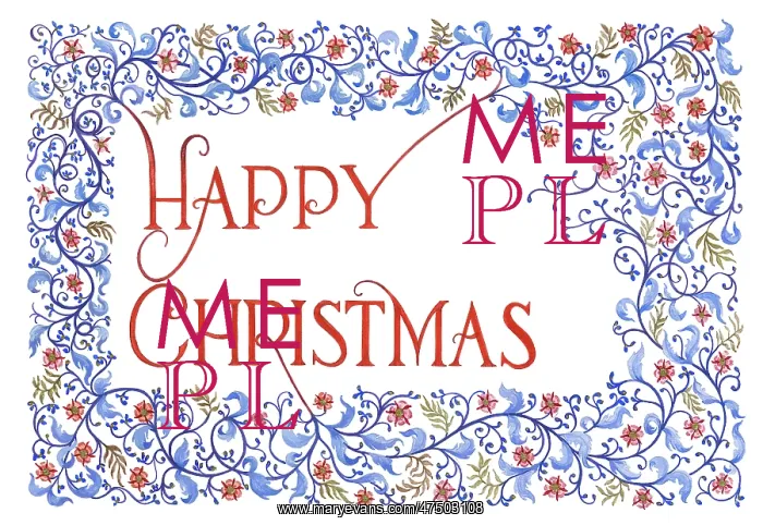 : Happy Christmas with flowers and foliage : Happy Christmas with flowers and foliage