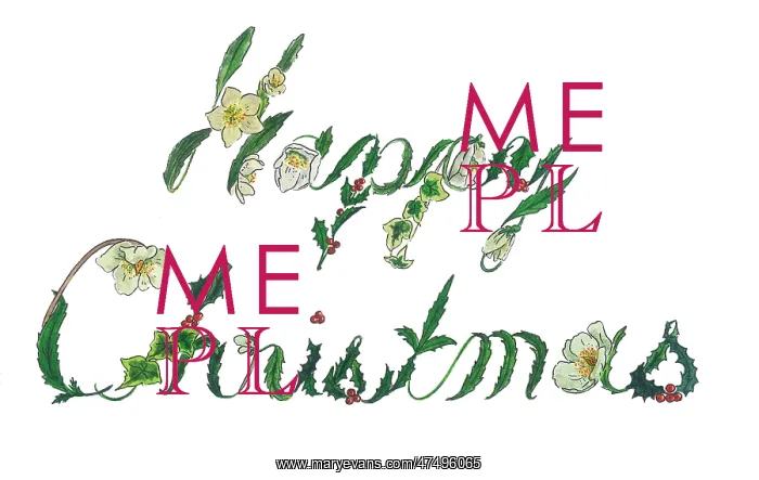 : Happy Christmas in Holly letters : Happy Christmas in Holly letters