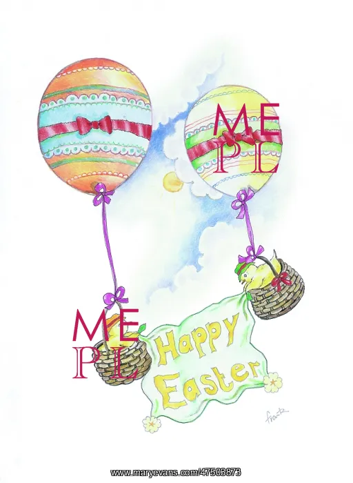 : Happy Easter - with two chicks in balloons : Happy Easter - with two chicks in balloons