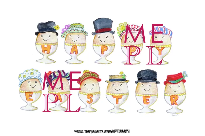 : Happy Easter with eggs in egg-cups : Happy Easter with eggs in egg-cups