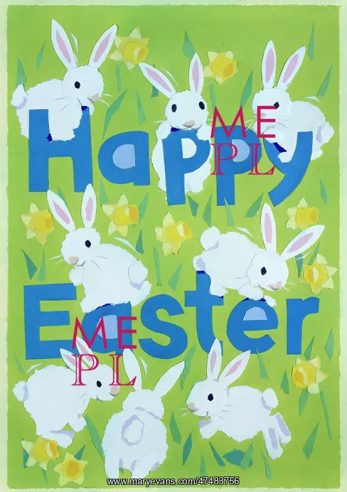  : Happy Easter ' eight white rabbits