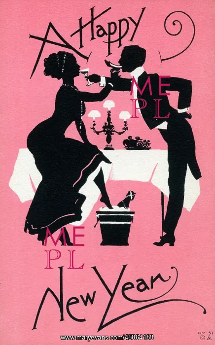 : Happy New Year - Glamorous silhouette couple : Happy New Year - Glamorous silhouette couple