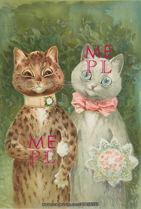 : A Happy Pair by Louis Wain : A Happy Pair by Louis Wain