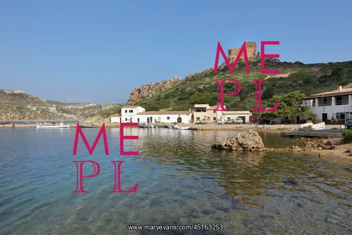 : Harbour and castle, Cabrera, Balearic Islands, Spain : Harbour and castle, Cabrera, Balearic Islands, Spain