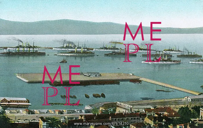 : The Harbour, Gibraltar, with naval fleets : The Harbour, Gibraltar, with naval fleets