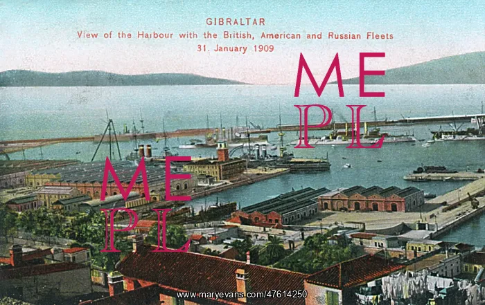 : The Harbour, Gibraltar, with naval fleets : The Harbour, Gibraltar, with naval fleets