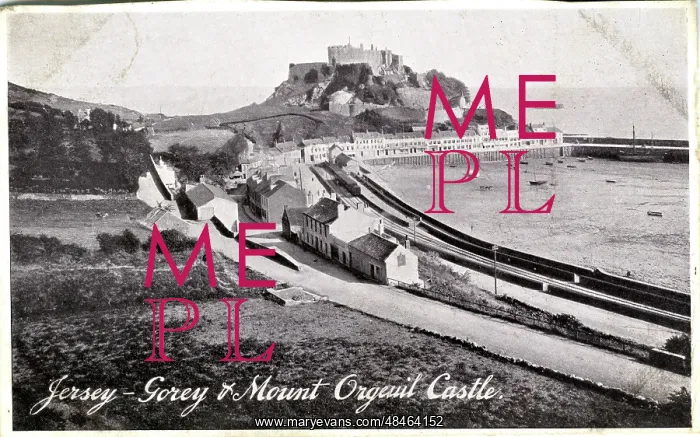 : The Harbour & Mont Orgueil Castle, Gorey, Channel Islands : The Harbour & Mont Orgueil Castle, Gorey, Channel Islands