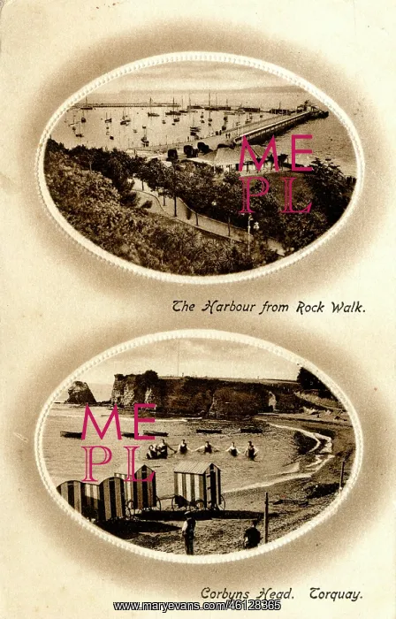 : Harbour from Rock Walk, and Corbyns Head, Torquay : Harbour from Rock Walk, and Corbyns Head, Torquay
