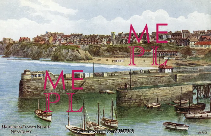 : Harbour and Town Beach, Newquay, Cornwall : Harbour and Town Beach, Newquay, Cornwall