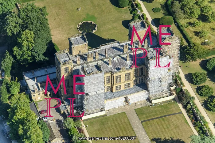 : Hardwick Hall under scaffolding, Derbyshire : Hardwick Hall under scaffolding, Derbyshire