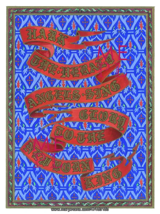 : Hark the Herald Angels Sing - on red banners : Hark the Herald Angels Sing - on red banners