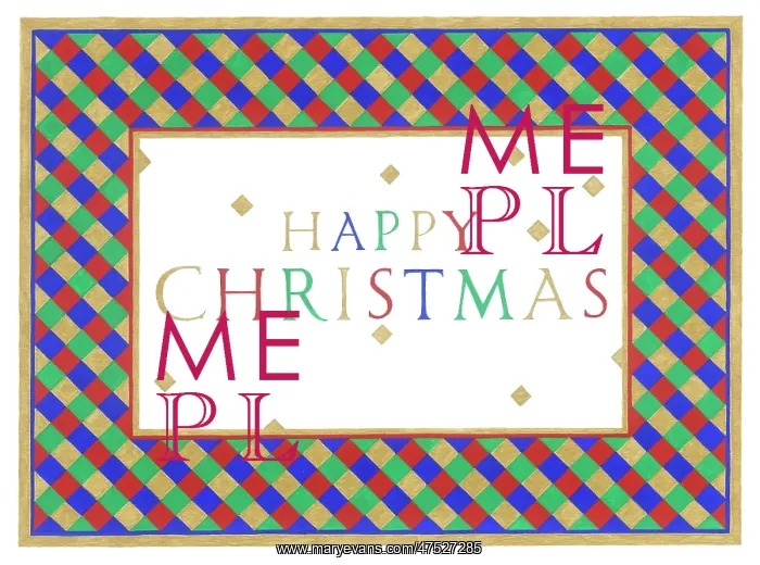 : Harlequin Border with HAPPY CHRISTMAS : Harlequin Border with HAPPY CHRISTMAS