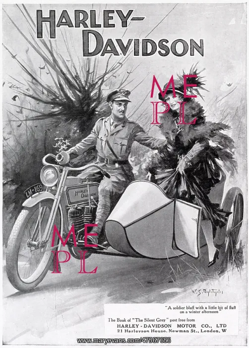 : Harley Davidson advertisement, WW1 : Harley Davidson advertisement, WW1