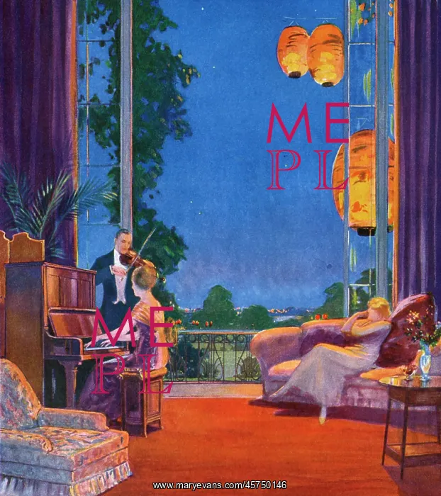 : Harmony. A relaxing scene, a woman reclines on a couch whilst another plays the piano : Harmony. A relaxing scene, a woman reclines on a couch whilst another plays the piano