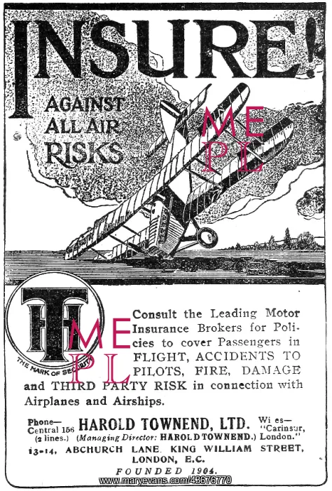 : Harold Townend Ltd - Aviation Insurnace 1919 : Harold Townend Ltd - Aviation Insurnace 1919