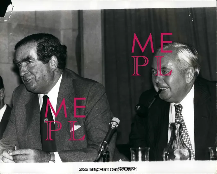 : Harold Wilson and Denis Healey at press conference : Harold Wilson and Denis Healey at press conference
