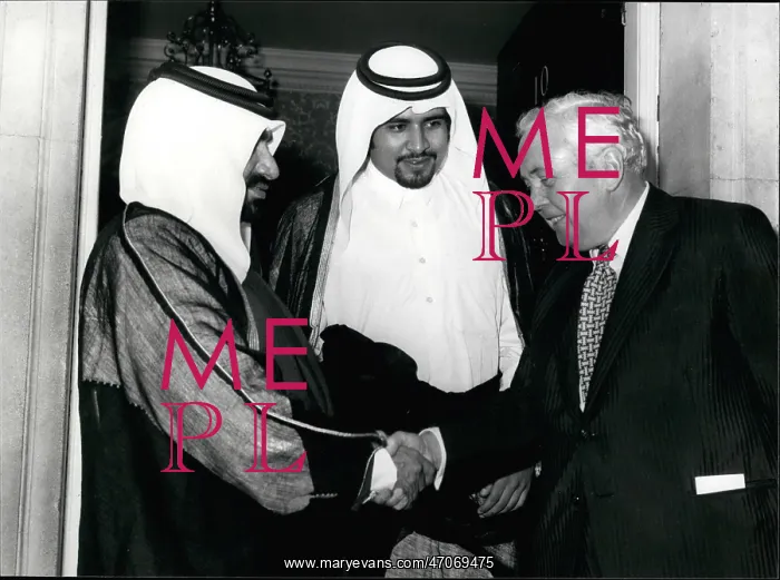 : Harold Wilson with Emir of Qatar, London : Harold Wilson with Emir of Qatar, London