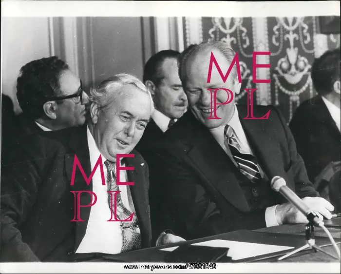 : Harold Wilson and President Ford at conference : Harold Wilson and President Ford at conference