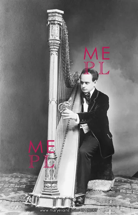 : The harp player V. Klicka, 1912 : The harp player V. Klicka, 1912