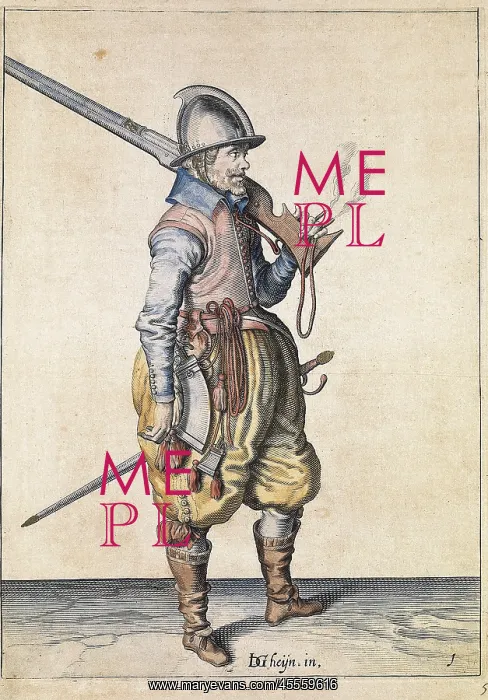 : Harquebusier (c. 1600). Etching : Harquebusier (c. 1600). Etching
