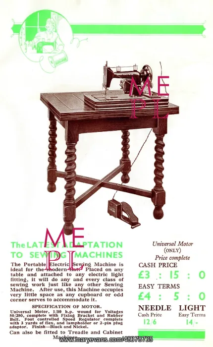  : Harris Sewing Machine adapted to electric motor
