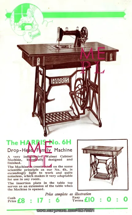 : Harris Sewing Machine, Model No.6H : Harris Sewing Machine, Model No.6H