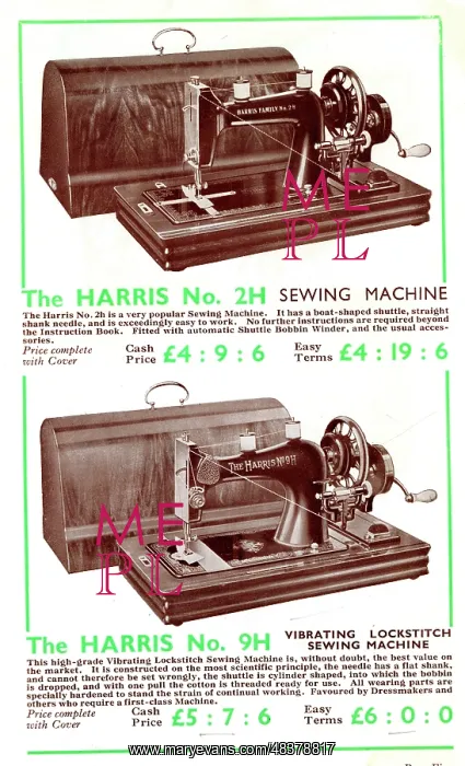  : Harris Sewing Machine, Models No. 2H and 9H