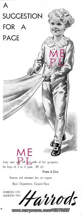 : Harrods advertisement - page boy outfit for a wedding : Harrods advertisement - page boy outfit for a wedding