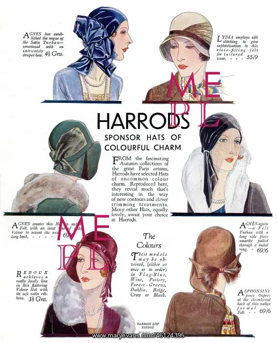 : Harrods hats for 1929 : Harrods hats for 1929