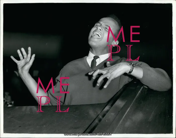 : Harry Belafonte rehearsing for BBC TV programme : Harry Belafonte rehearsing for BBC TV programme