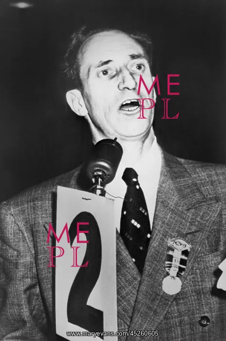 : Harry Bridges addressing a stop-work meeting of : Harry Bridges addressing a stop-work meeting of