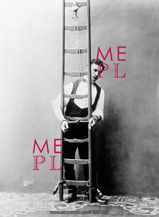 : Harry Houdini chained to a ladder : Harry Houdini chained to a ladder