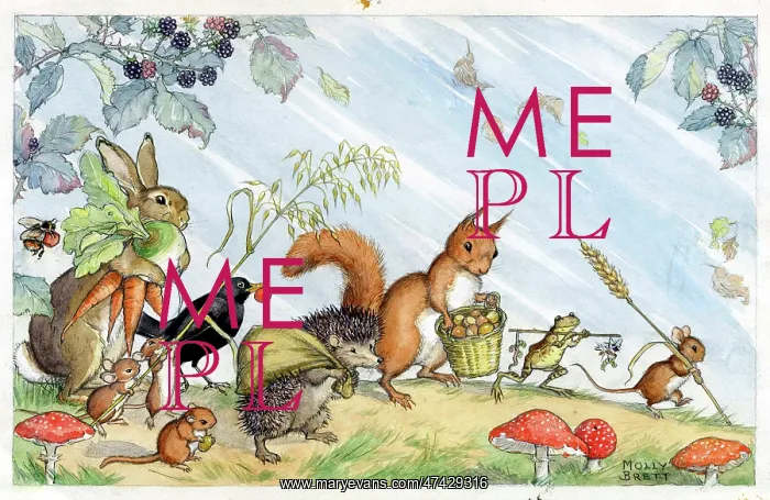: Harvest Home - rabbit, squirrel, hedgehog bring home food : Harvest Home - rabbit, squirrel, hedgehog bring home food
