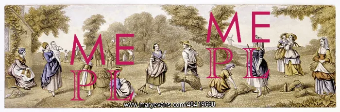 : Harvest Time': Baxter print circa 1855. Romanticised : Harvest Time': Baxter print circa 1855. Romanticised