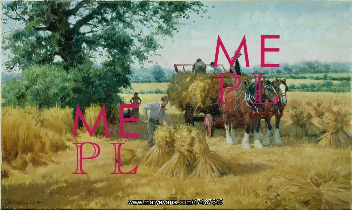 : Harvesting ' wagon, sheaves and figures : Harvesting ' wagon, sheaves and figures