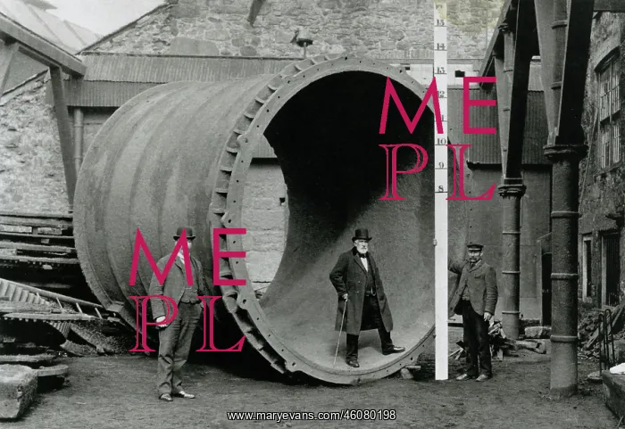 : Harvey standing in cylinder at Hayle Foundry : Harvey standing in cylinder at Hayle Foundry