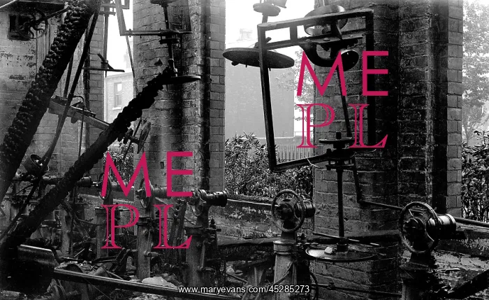  : Hat factory machinery after fire
